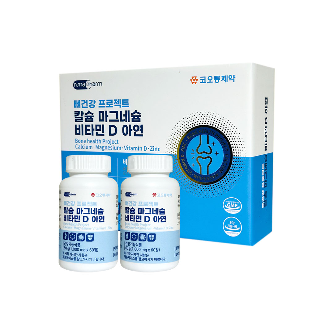 Kolon Pharmaceutical Bon Health Project Calcium Magnesium Vitamin D Zinc 60 Tablets 2ea