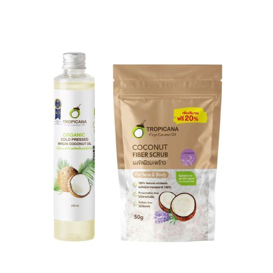 Tropicana Virgin Coconut Oil 100ml & Fiber Scrub 50g