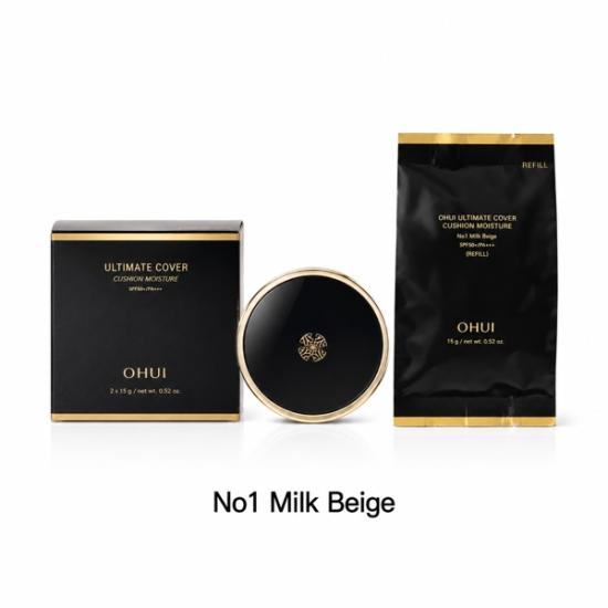 Ohui Ultimate Cover Cushion Moisture #No1 Milk Beige & Refill
