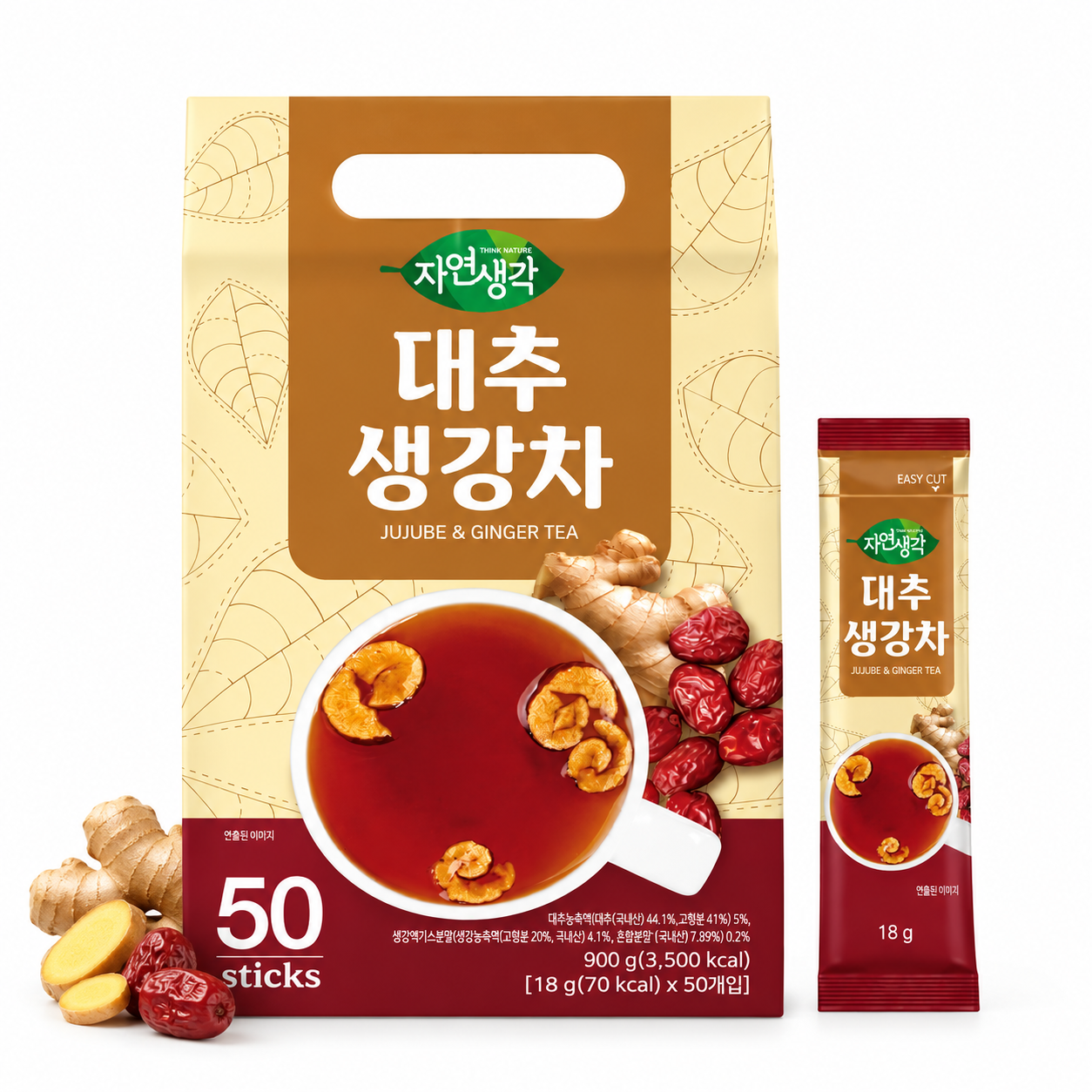 Heechang Natural Thought Ginger Jujube Tea 50 Sticks