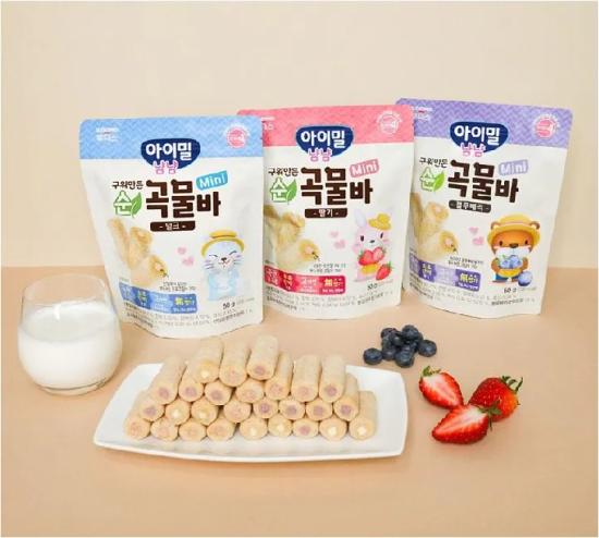 Ildong MINI Baked Grain Bar 10m+ (Strawberry/ Blueberry/ Milk) Mix 5pcs